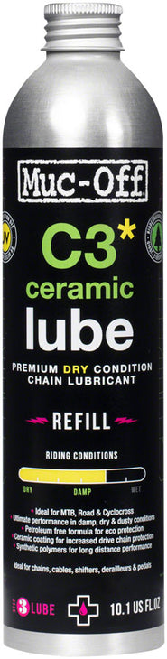 C3 Dry Ceramic Bike Chain Lube - 300ml Aluminum Refill Bottle