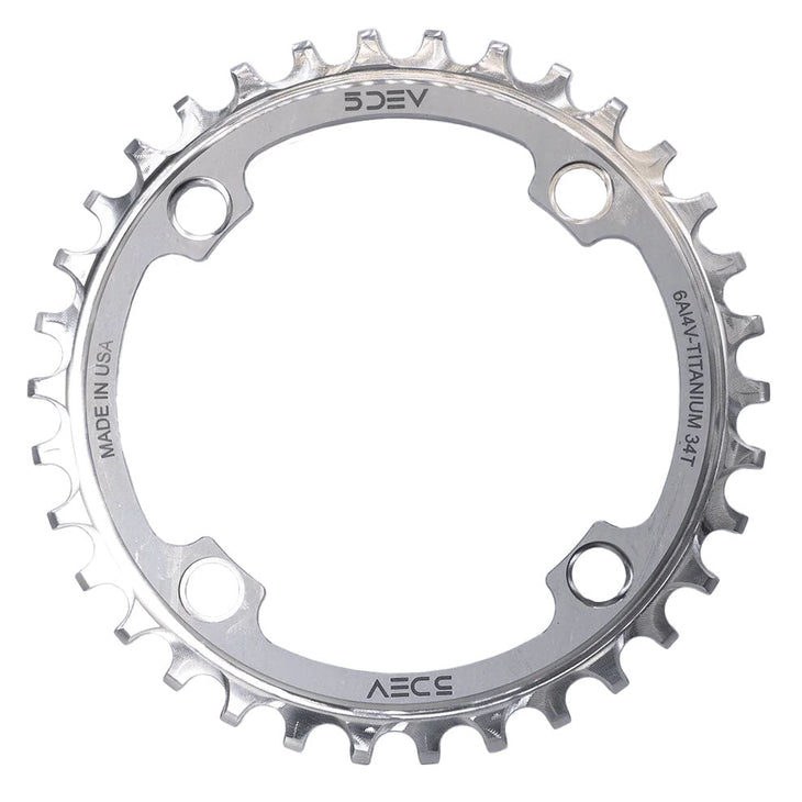 104 BCD Titanium Chainrings - Raw/Silver